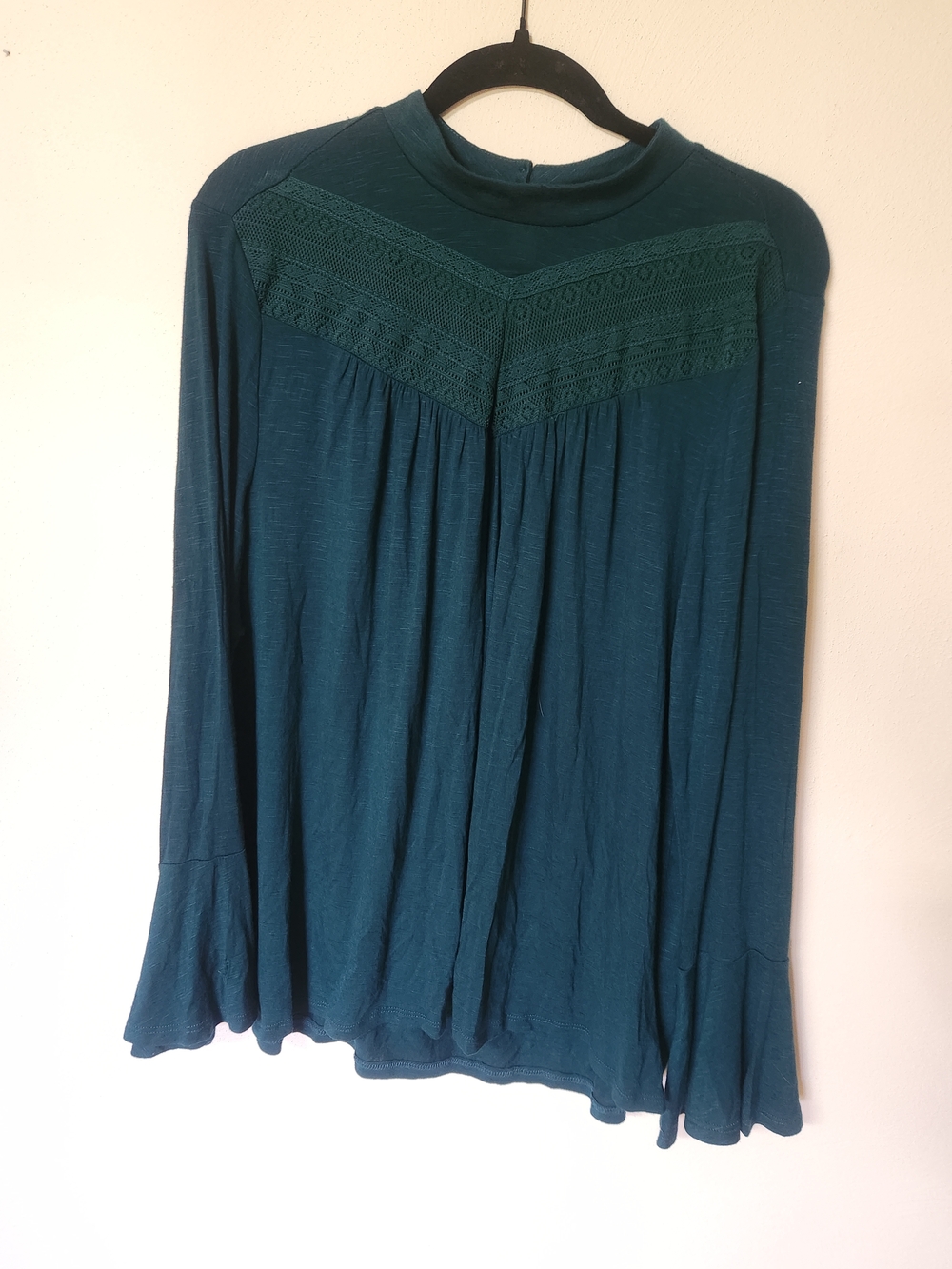 NEW Symmetry Teal Long Sleeve Lace Top Size Large